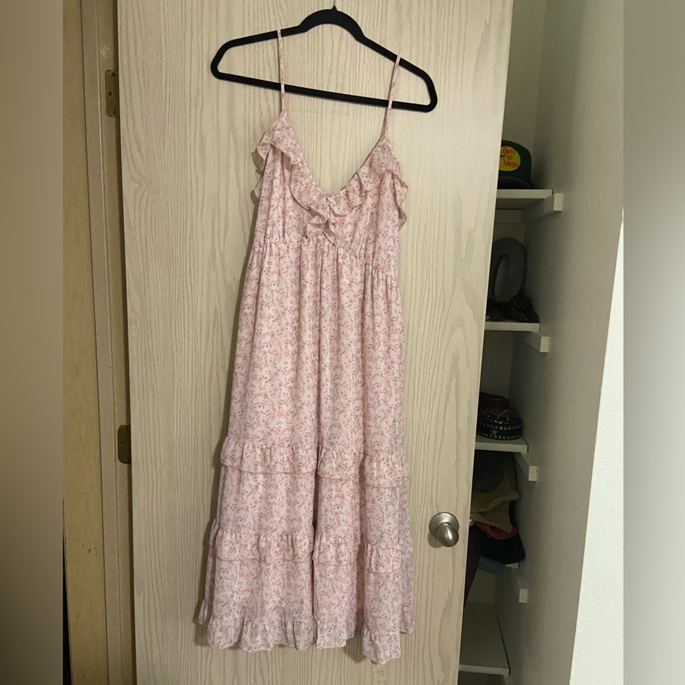 Pink Tiered Floral Dress